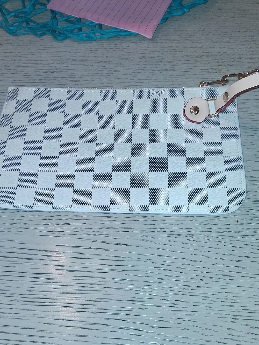Source Unknown Check Wristlet Clutch